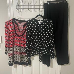 dana Buchman x lg top , pop sugar xl top tie front  and Black Pants sz14 Kasper